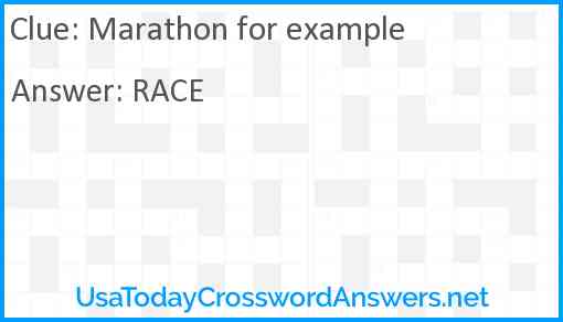 Marathon for example Answer