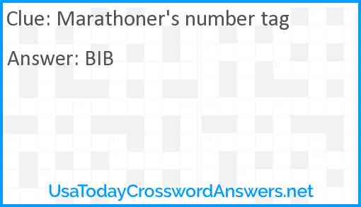 Marathoner's number tag Answer
