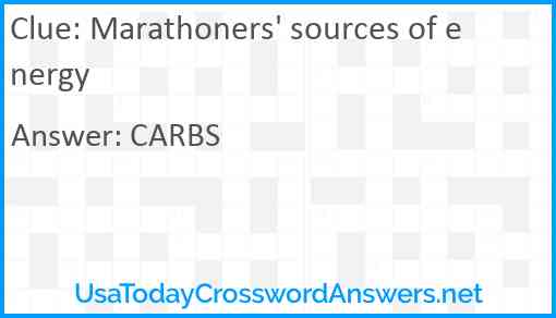 Marathoners' sources of energy Answer