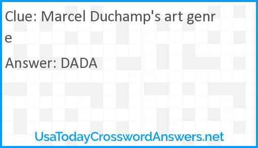 Marcel Duchamp's art genre Answer