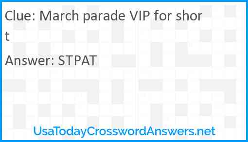 March parade VIP for short Answer