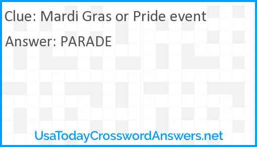 Mardi Gras or Pride event Answer