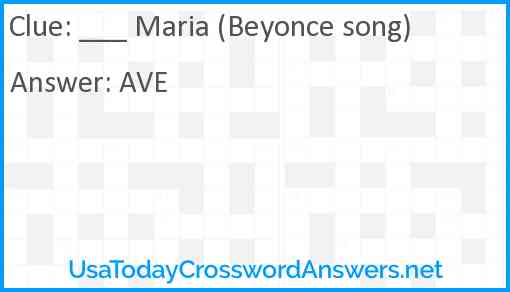___ Maria (Beyonce song) Answer