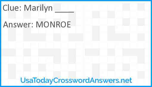Marilyn ____ Answer
