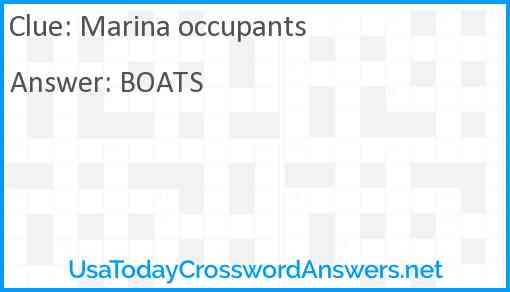 Marina occupants Answer
