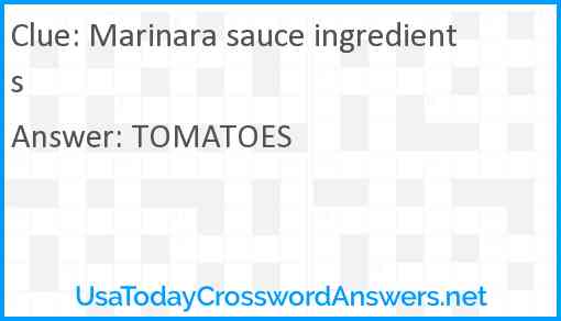 Marinara sauce ingredients Answer