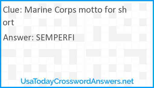 Marine Corps motto for short Answer