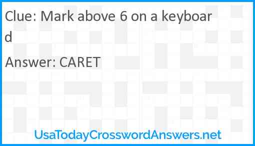 Mark above 6 on a keyboard Answer