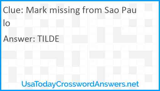 Mark missing from Sao Paulo Answer