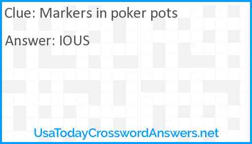 Markers in poker pots Answer