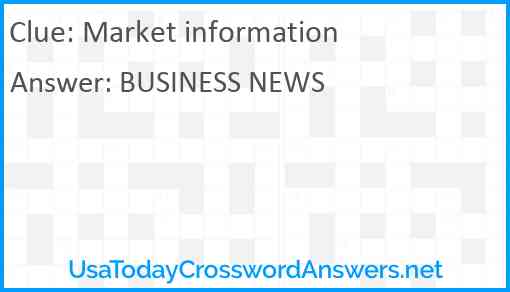 Market information Answer