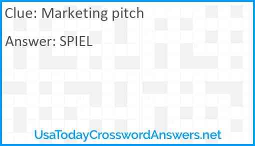 Marketing pitch Answer