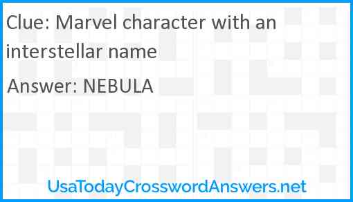 Marvel character with an interstellar name Answer