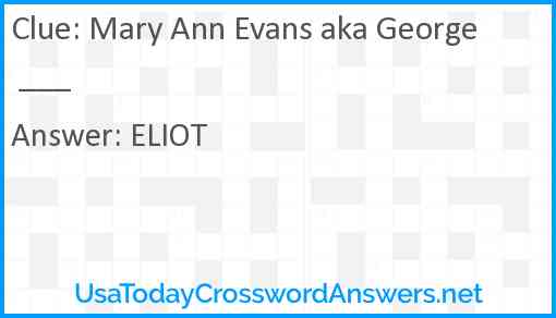Mary Ann Evans aka George ___ Answer
