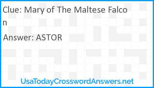 Mary of The Maltese Falcon Answer