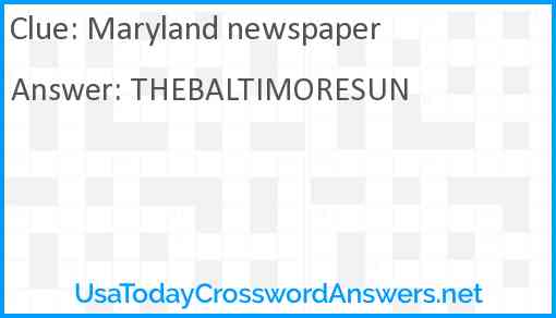 Maryland newspaper Answer