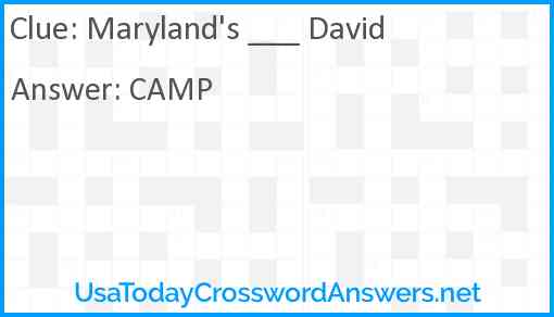 Maryland's ___ David Answer
