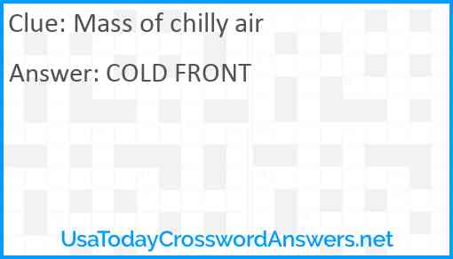 Mass of chilly air Answer