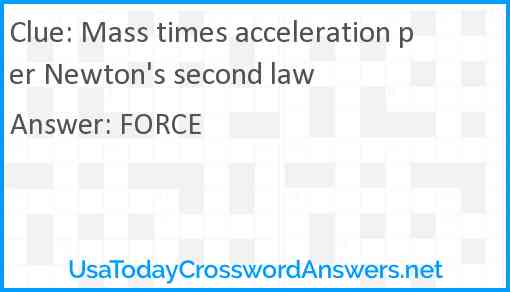 Mass times acceleration per Newton's second law Answer