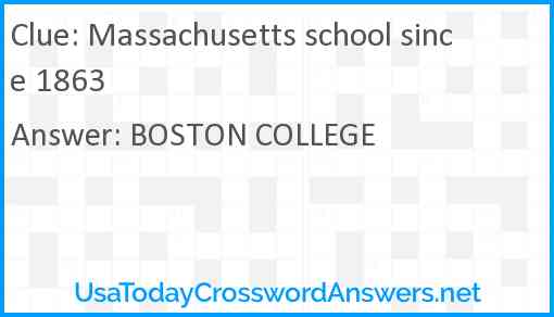 Massachusetts school since 1863 Answer