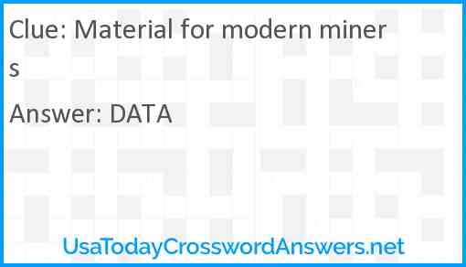 Material for modern miners Answer
