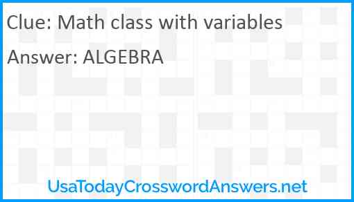 Math class with variables Answer