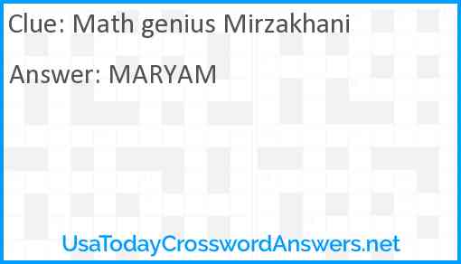 Math genius Mirzakhani Answer