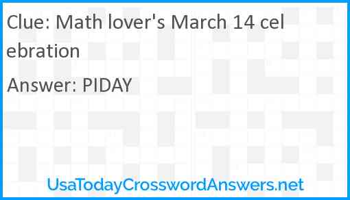 Math lover's March 14 celebration Answer