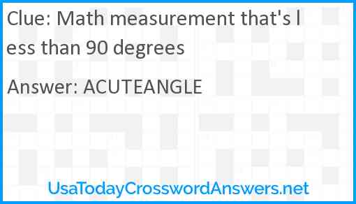 Math measurement that's less than 90 degrees Answer