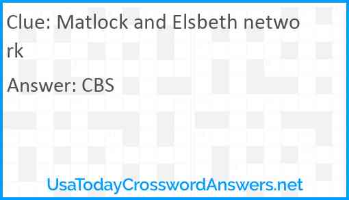 Matlock and Elsbeth network Answer