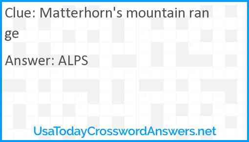 Matterhorn's mountain range Answer