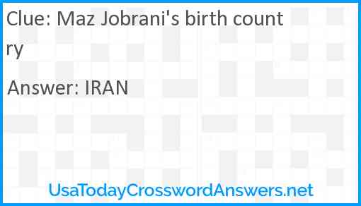 Maz Jobrani's birth country Answer