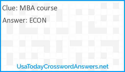 MBA course Answer