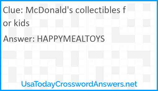 McDonald's collectibles for kids Answer