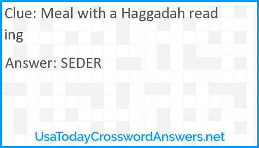 Meal with a Haggadah reading Answer