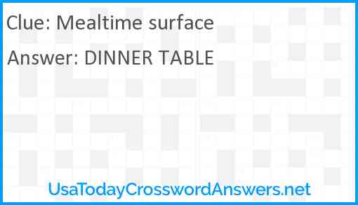 Mealtime surface Answer
