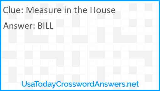 Measure in the House Answer