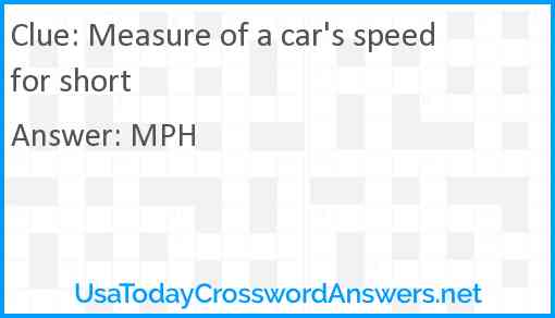 Measure of a car's speed for short Answer