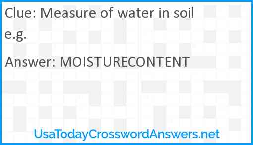 Measure of water in soil e.g. Answer