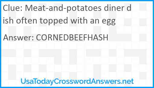 Meat-and-potatoes diner dish often topped with an egg Answer