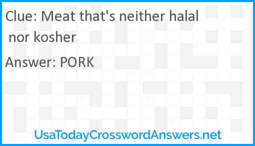 Meat that's neither halal nor kosher Answer