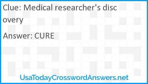 Medical researcher's discovery Answer
