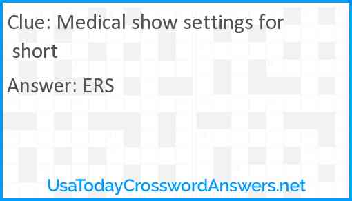 Medical show settings for short Answer