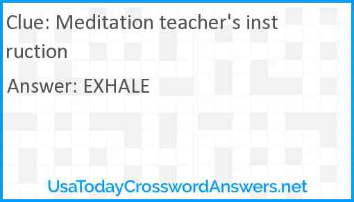 Meditation teacher's instruction Answer