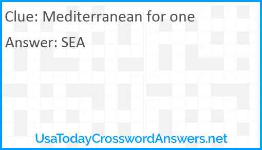 Mediterranean for one Answer