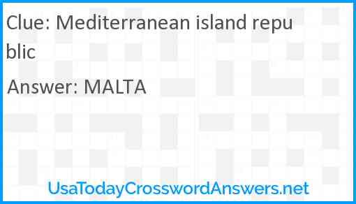 Mediterranean island republic Answer