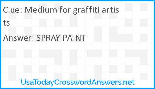 Medium for graffiti artists Answer