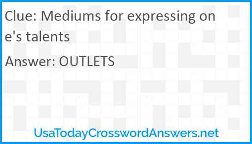 Mediums for expressing one's talents Answer