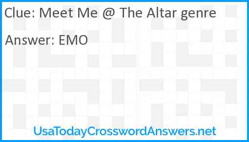 Meet Me @ The Altar genre Answer