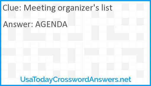 Meeting organizer's list Answer
